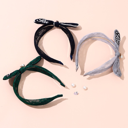 Lace Letter Artificial Pearl Hair Band