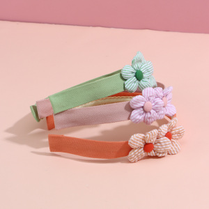 Solid Color Plaid Flower Hair Band