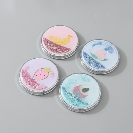Portable Round Makeup Mirror (Glitters Series - Fruit 2)