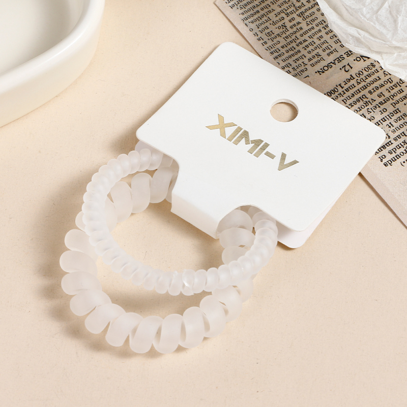 White Dull Polished Spiral Hair Ties 2PCS