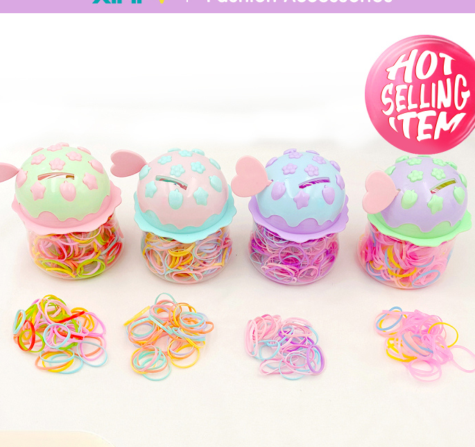 ربطات شعر ملونة للاستعمال مرة واحدة مع صندوق كرتوني ملون