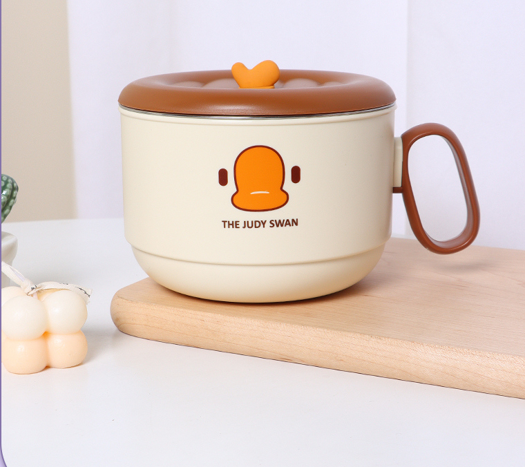 Color Contrast cartoon Stainless steel Foam Bowl (1L)