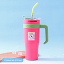 1200ml/40.57fl.oz. Starlight Family Large Capacity Basic Vacuum Flask with Straw (Rose Red)