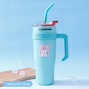 12ml4.57fl.oz. Starlight Family Large Capacity Basic Vacuum Flask with Straw (Blue)