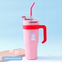 1200ml/40.57fl.oz. Starlight Family Large Capacity Basic Vacuum Flask with Straw (Pink)