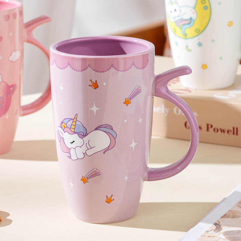 600ml20.2fl.oz.Starlight Family Creative Ceramic Cup (Purple)