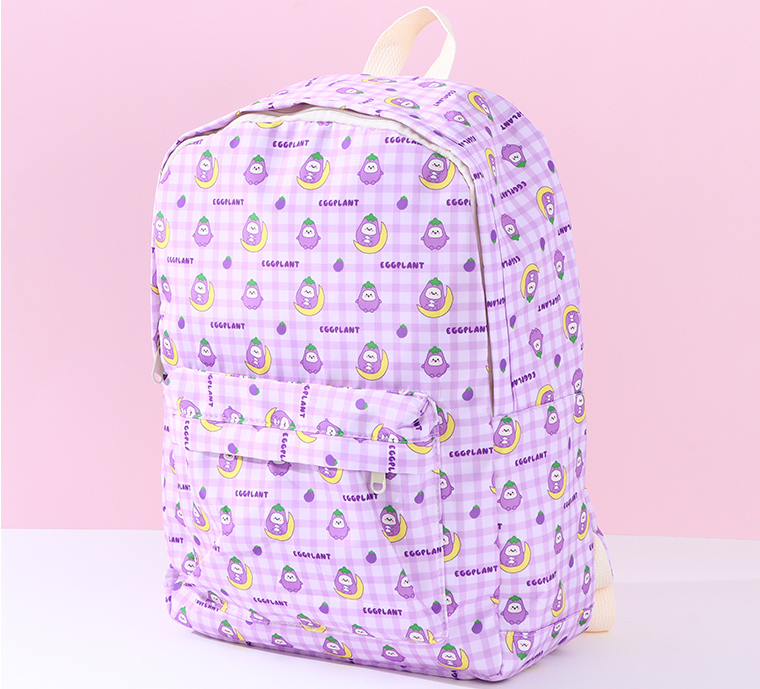 V Family Casual Printed Backpack (Purple)