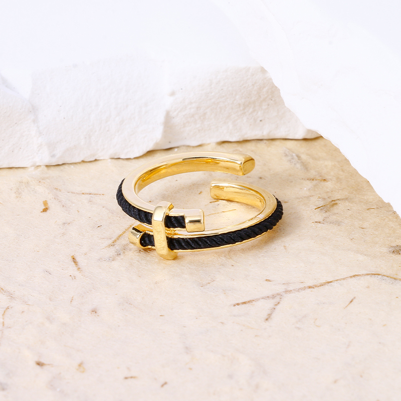 Black Rope Open Ring