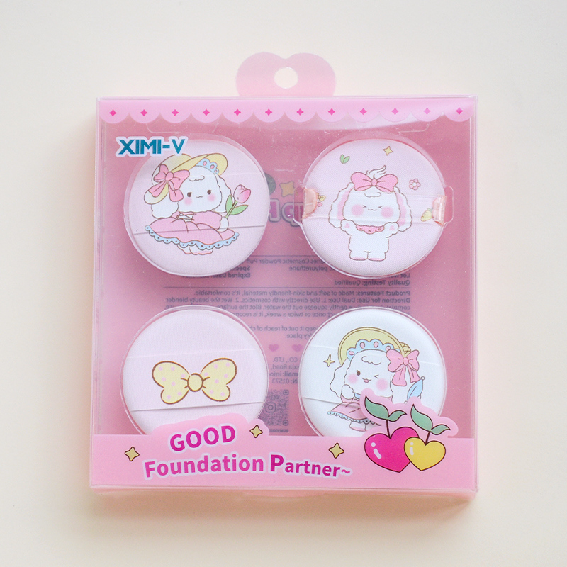 Cute Bunny Series Cosmetic Powder Puff 4PCSSet (Pink)