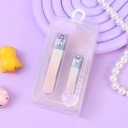 Purple Series Nail Clippers 2PCS (Large Flat Edge + Small Flat Edge) Pink