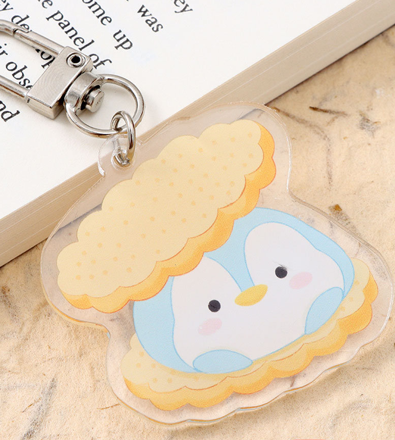 Dessert Series Penguin Cookies Acrylic Keychain