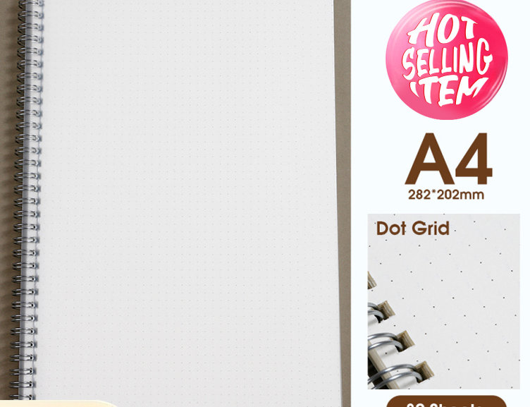 دفتر ملاحظات بسيط ذو شبكة نقطية مقاس A4