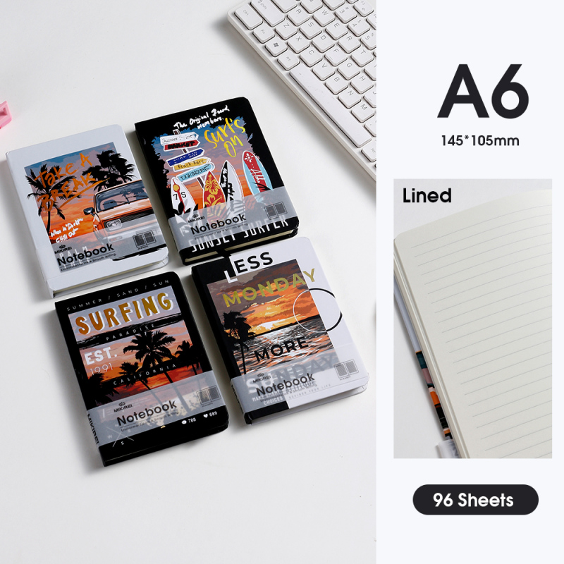 دفتر ملاحظات بغلاف مقوى مبطن بواجهة غروب الشمس مقاس A6