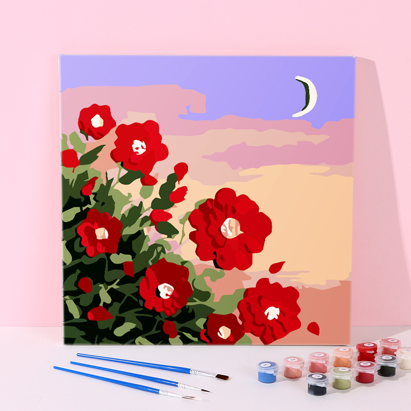 لوحة رقمية للوردة الحمراء DIY (L)