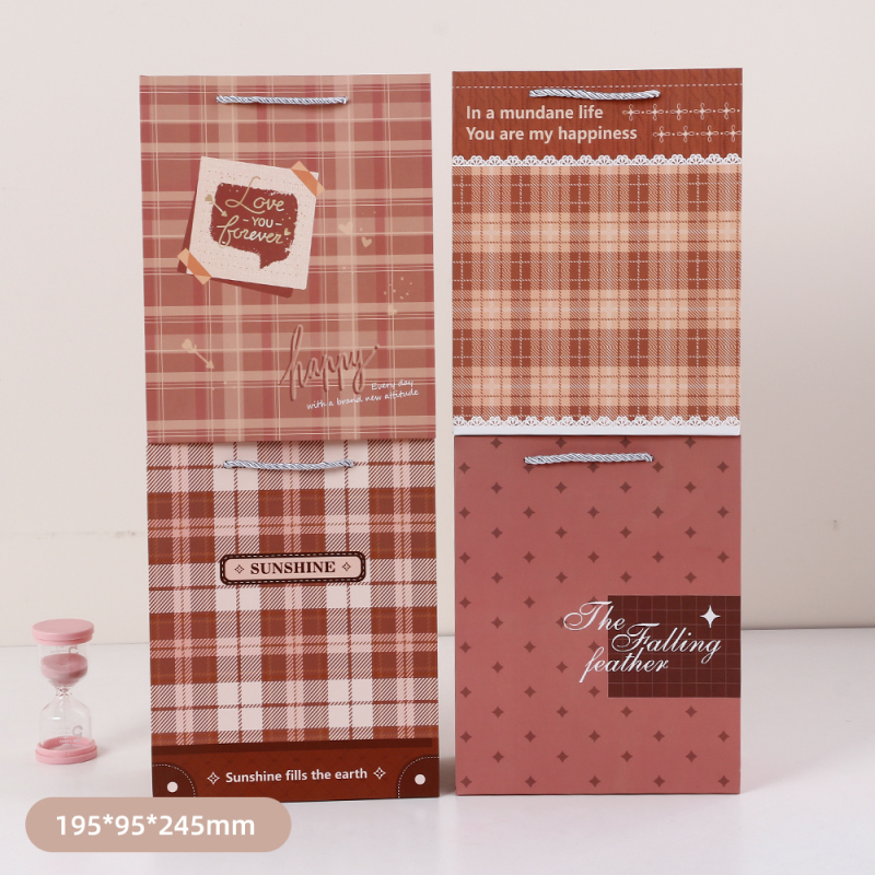 Brown Plaid Gift Bag (M)