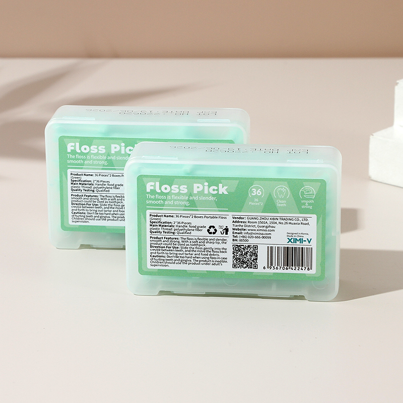 36 Pieces*2 Boxes Portable Floss (Green) 