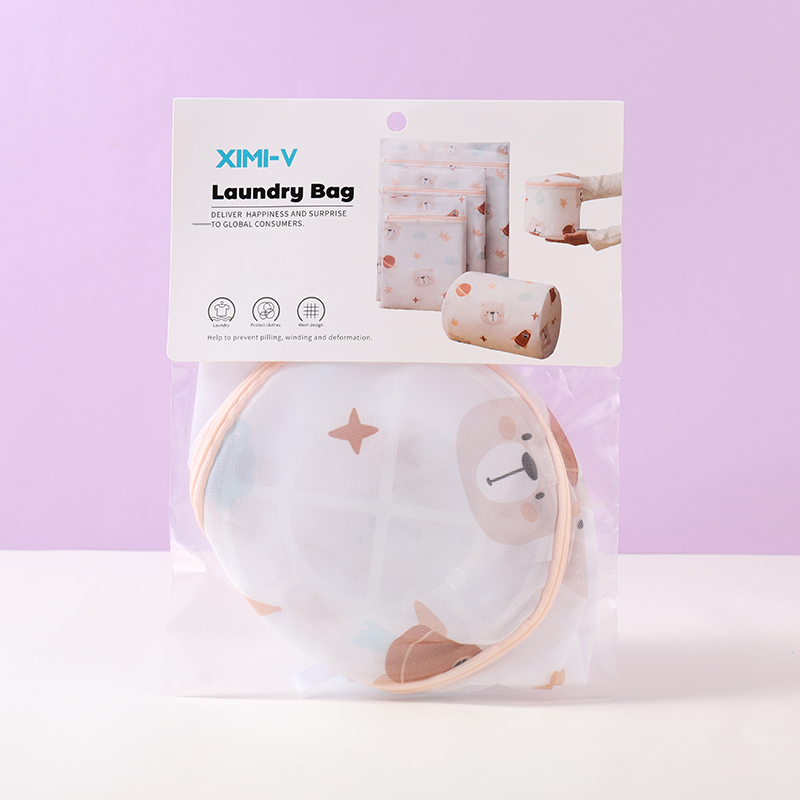 Starry Sky and Bear Series Bra Laundry Bag (White)