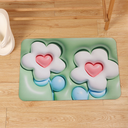 Expansion Element White Flower Square Fluffy Floor Mat (Green)