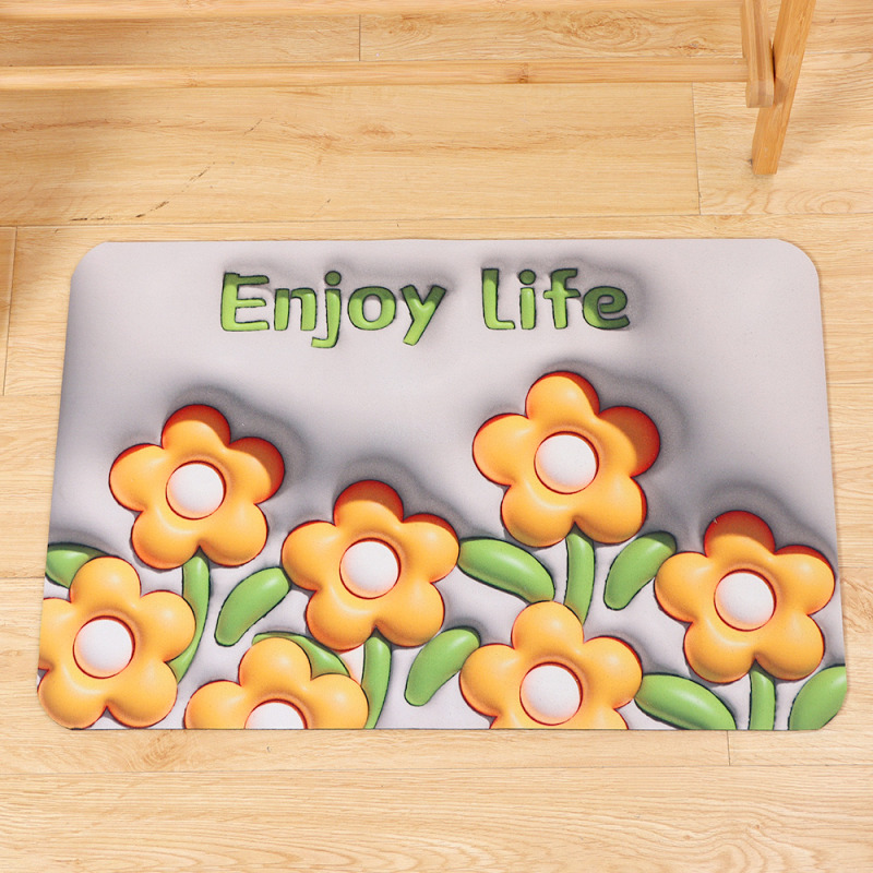 Expansion Element Yellow Bouquet Square Fluffy Floor Mat (Yellow)