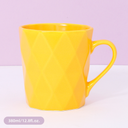380ml12.8fl.oz. Solid Color Diamond Pattern Basic Ceramic Cup (Yellow)