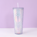 720ml24.3fl.oz. Large Embossed Straw Basic Plastic Cup (White)