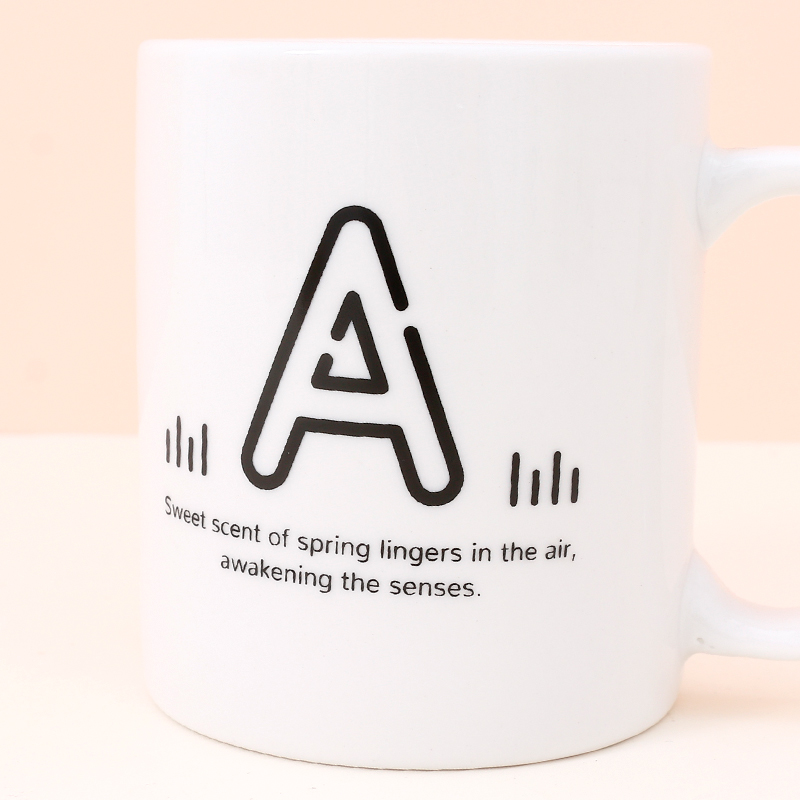 350ml11.8fl.oz. Letter Series A Basic Ceramic Cup (White)