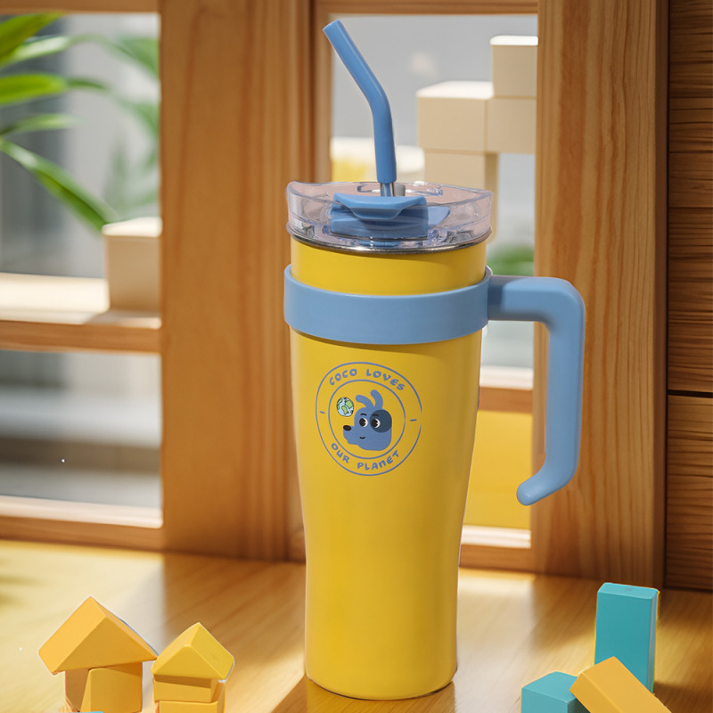 1500ml/50.7fl.oz. Bunny Series Large Basic Thermos Cup (Yellow)