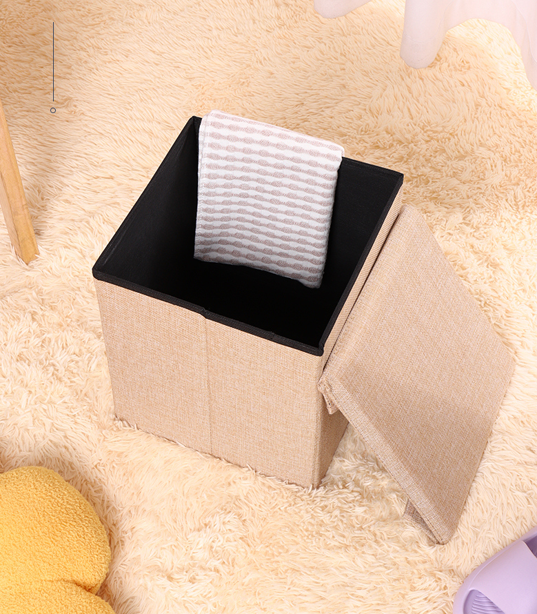 Solid Color Fabric Storage Bin Chair(Khaki)