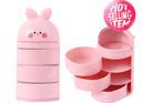 Cartoon Three-Layer Rotating Desktop Plastic Storage Box (Pink)