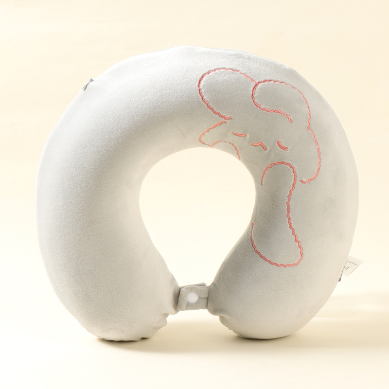 Lounge Bunny Memory Foam U-Shaped Pillow (Gray)