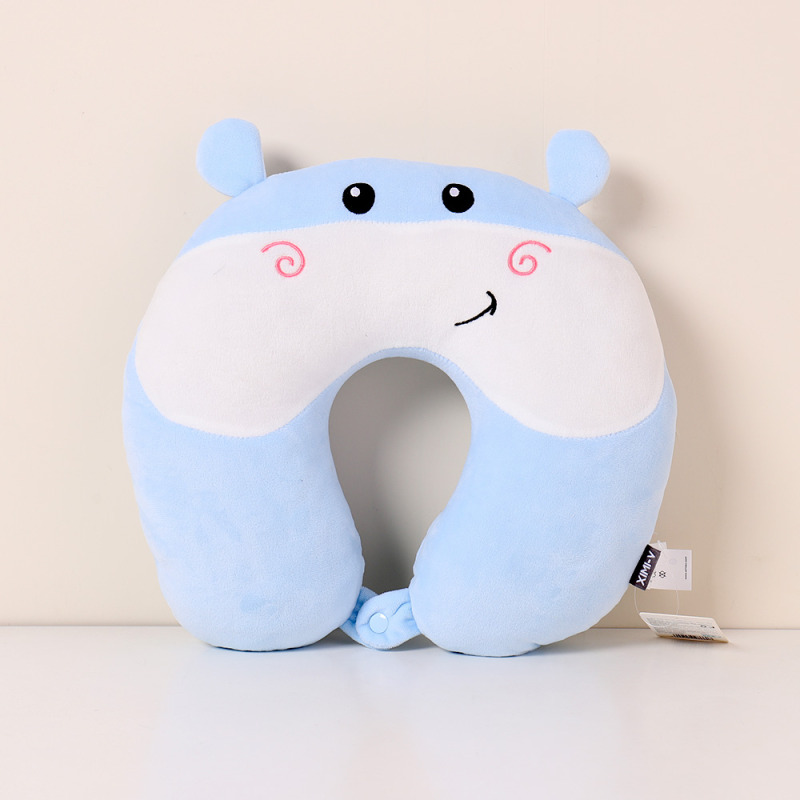 Cute Little Hippo PP Foam U-Shaped Pillow (Blue)
