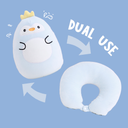 Penguin Dual-Use Particle Foam U-Shaped Pillow (Blue)
