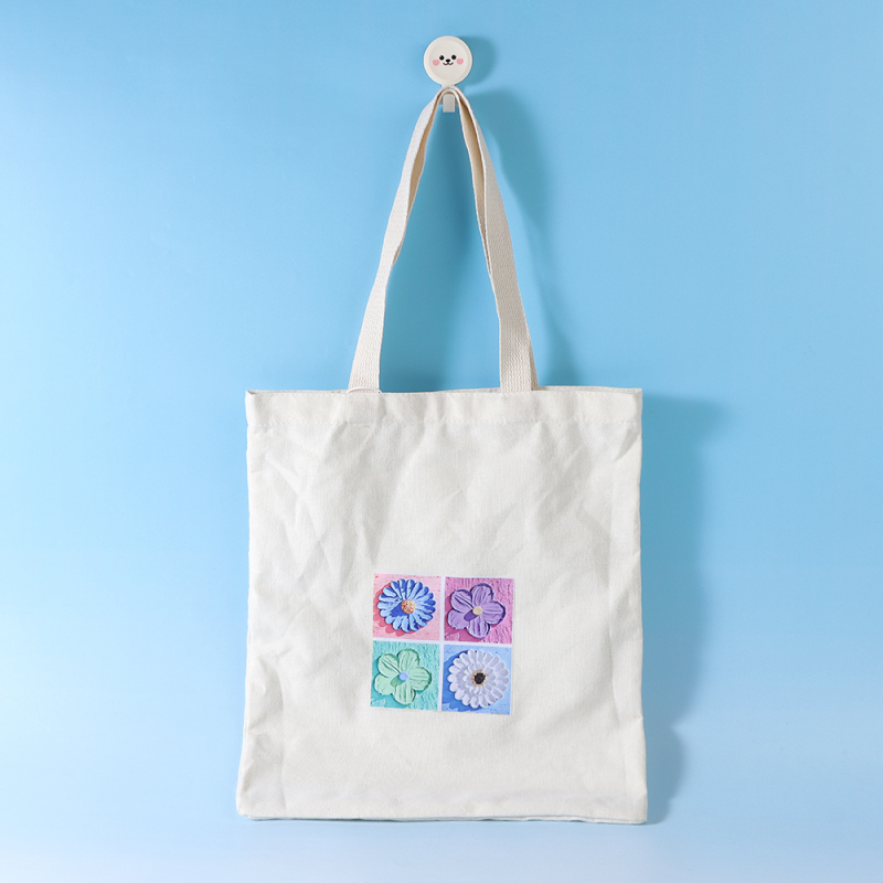 Simple Canvas Bag (Oil Painting Flowers)