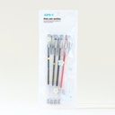 قلم جل أسطواني شفاف 4 قطع (ألوان متنوعة 0.5 ملم)