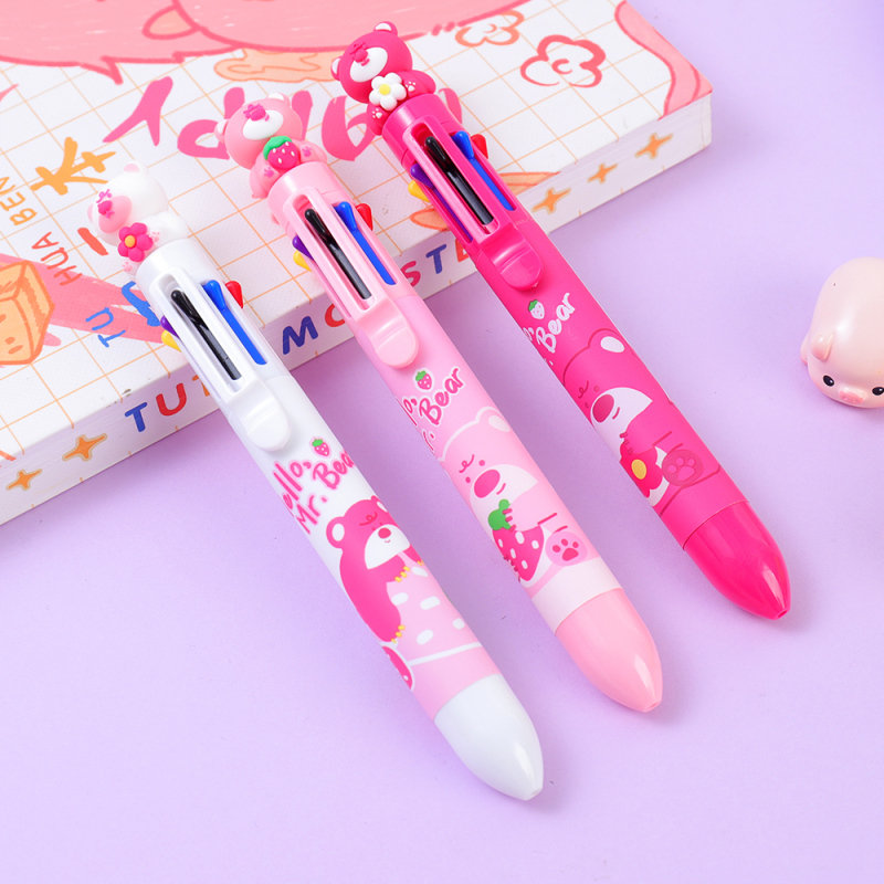 Cool Pink Bear 8-Color Ballpoint Pen 0.7mm