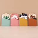 Animals Family Artificial Leather Card Holder Keychain