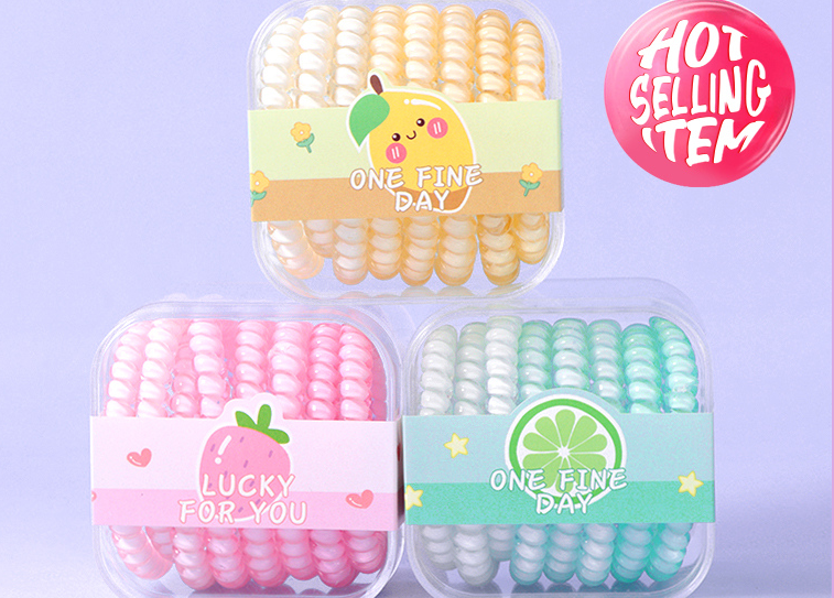 Small Gradient Clear Spiral Hair Ties 8 Pcs