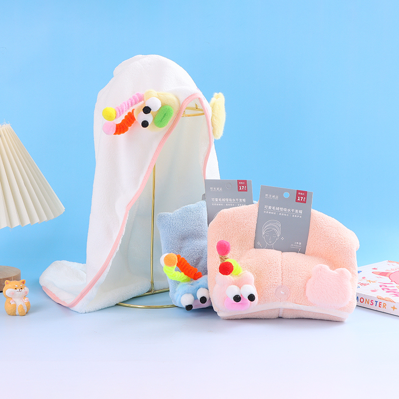 Cute plush monster absorbent dry hair hat