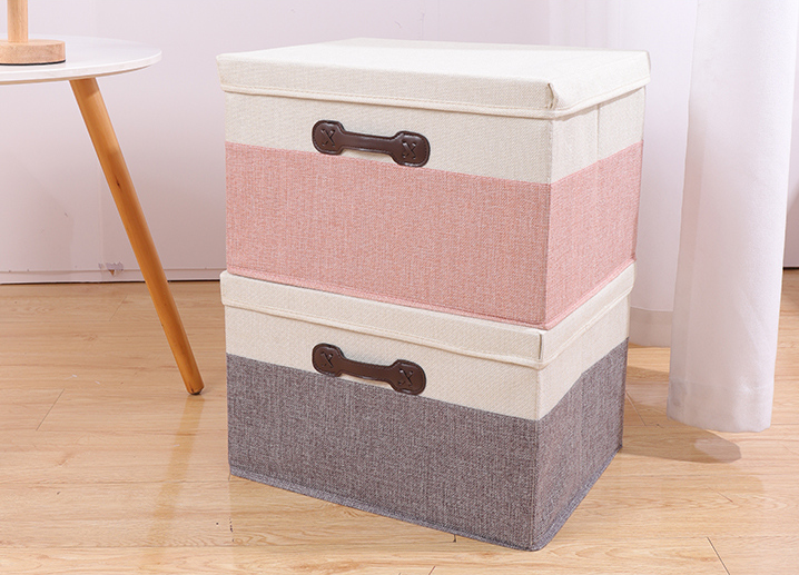 Large contrasting fabric storage box
