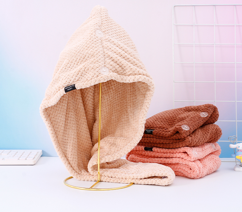 Double thickened pineapple check absorbent hair dry cap