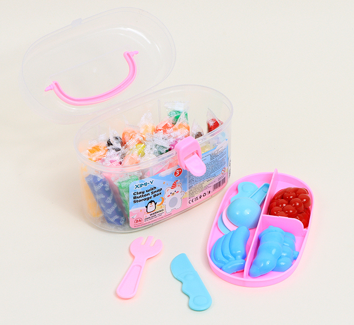 طين تشكيل 24 لونًا مع صندوق تخزين بزر كبس