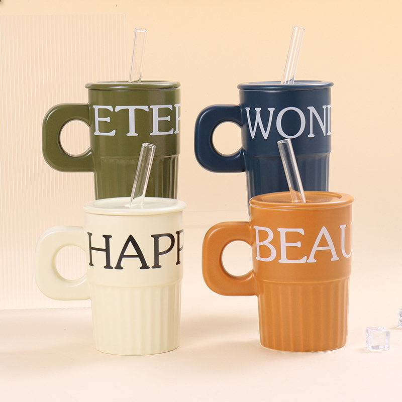 Ceramic Cup with Fine Straw (480mL)