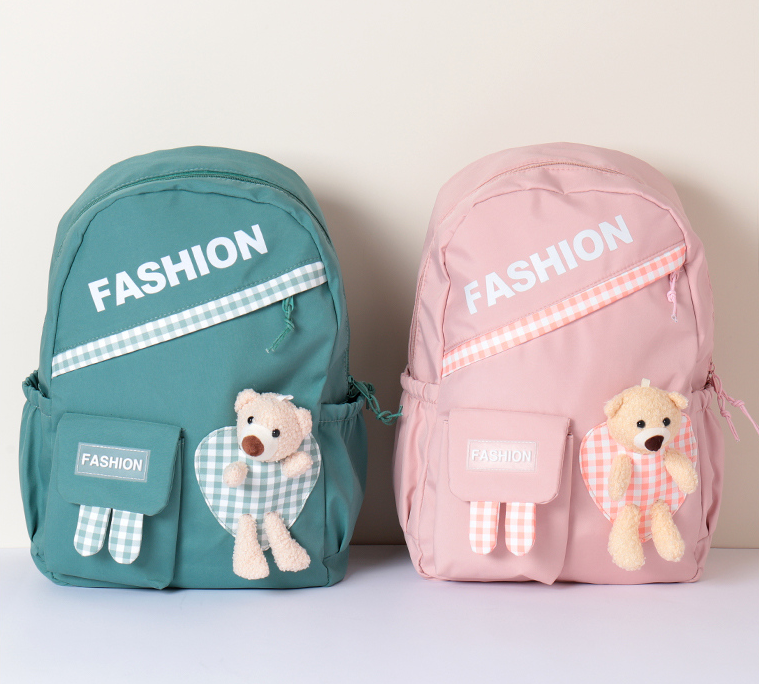 Casual Checkerboard Bear Large Backpack