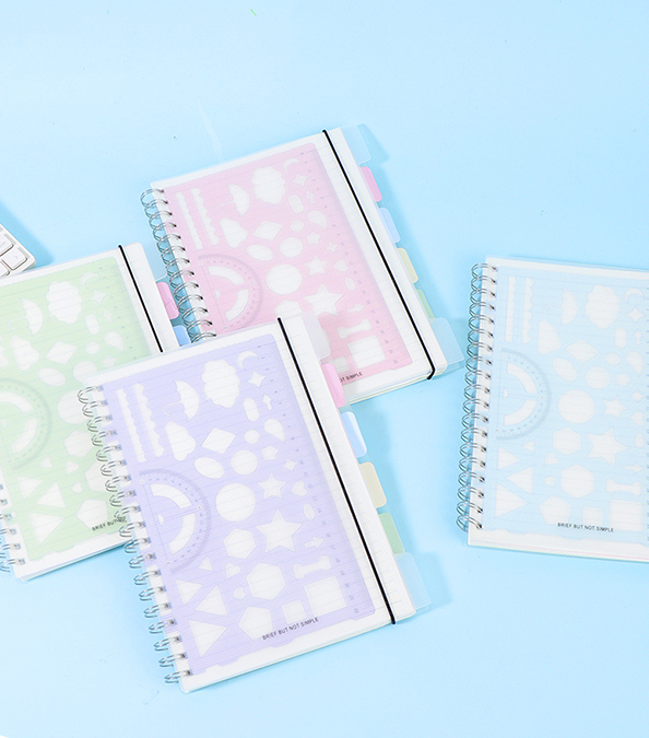 Clear Ruler Spiral Notebook with Dividers Tabs B5