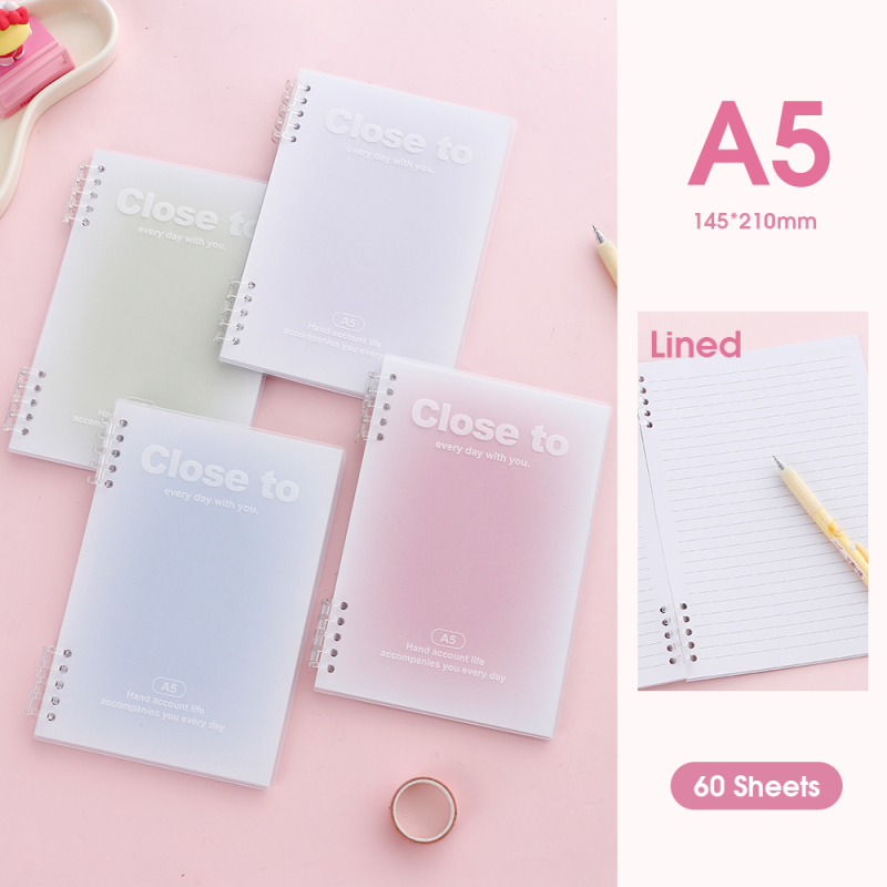 Light Macaron Color Lined Loose-leaf Notebook A5