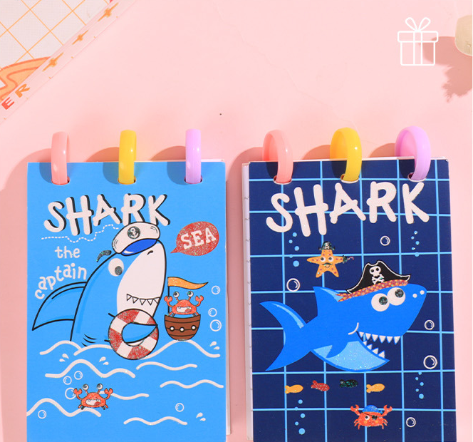 Shark Voyage Diary Cross line mushroom buckle coil book A7