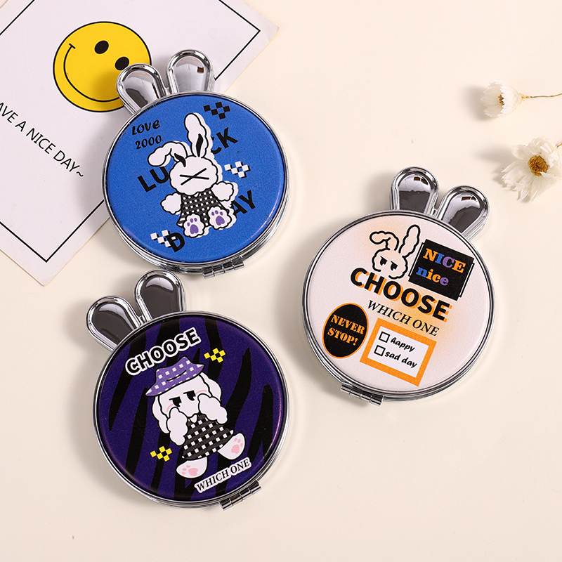 Cool Series Bunny Head Printing Portable Mirror