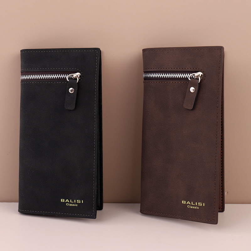 Trendy Coloring Zipper Long Purse for Men