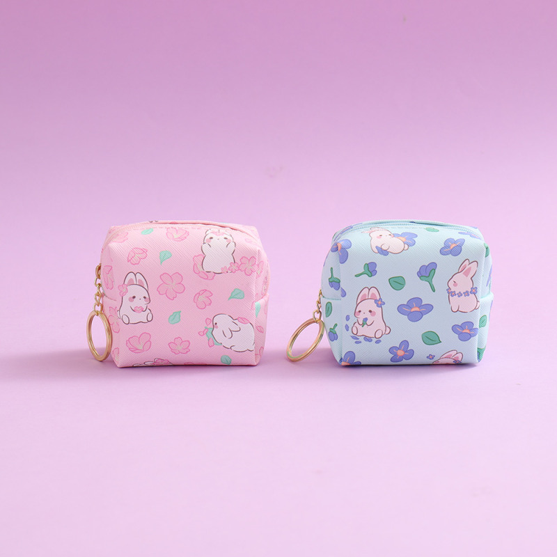 Flower Cute Bunny Square Coin Purse