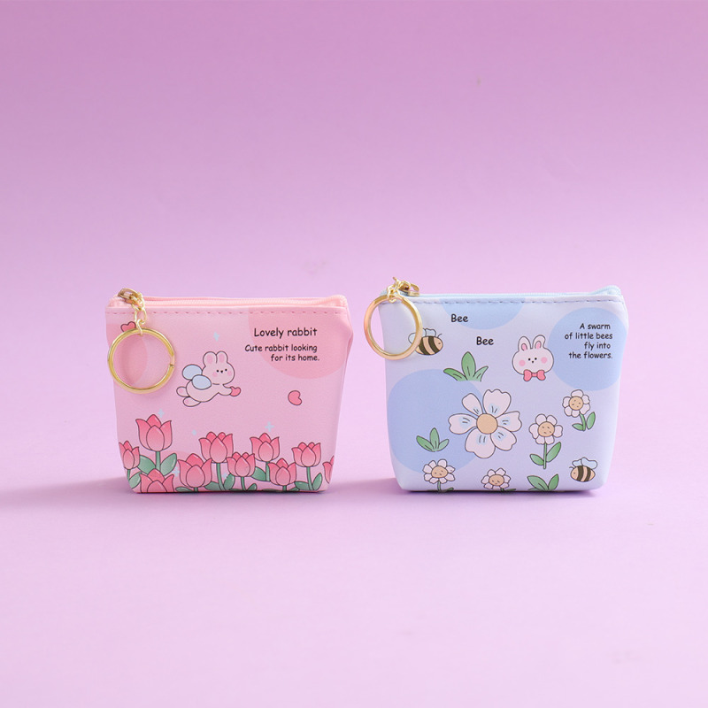 Flower Bunny Trapezoidal Coin Purse